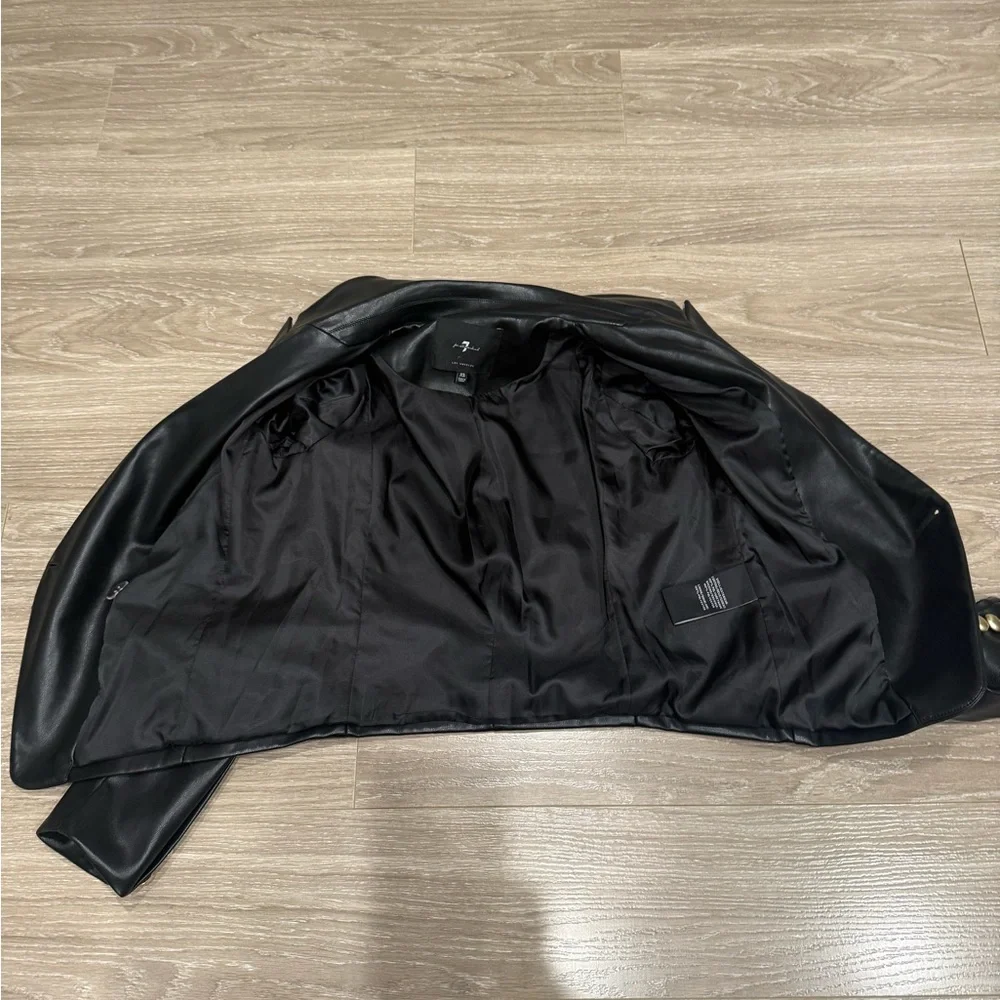 Black Leather Double-Breasted Jacket - Picture 3 of 7